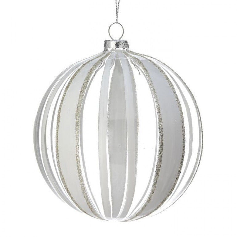 5.5" Glass Clear Stripe Ornament