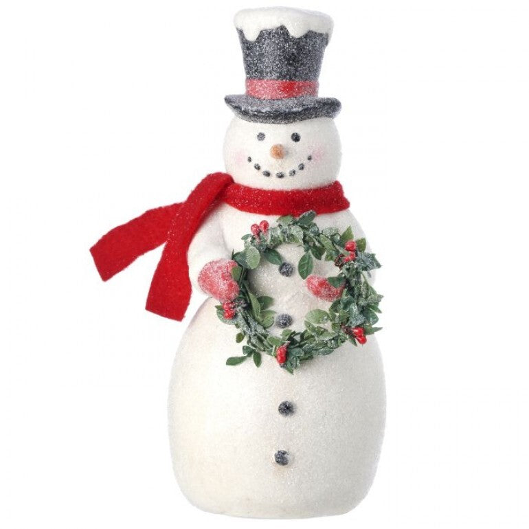 8.5" Snowman with Scarf + Wreath