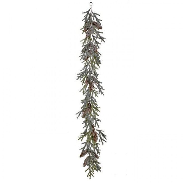 4' Mini Snowy Pine Garland with Cones