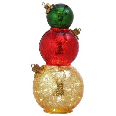 13.5"LED/Battery/Timer Glass Triple Ornament