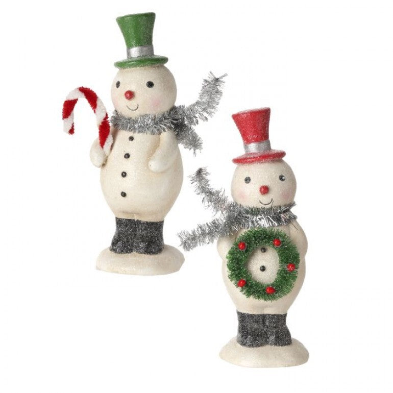 7" Villiage Snowmen with Tinsel