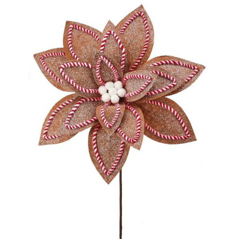 30" Sugar + Spice Poinsettia Stem