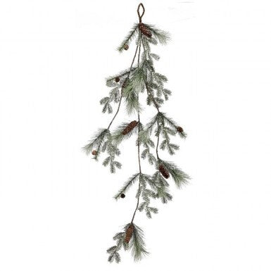 50" Glitter Pine Drop Garland W/Cone