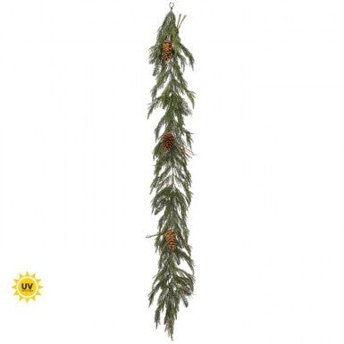 60" Uv Mini Evergreen Garland W/Cone