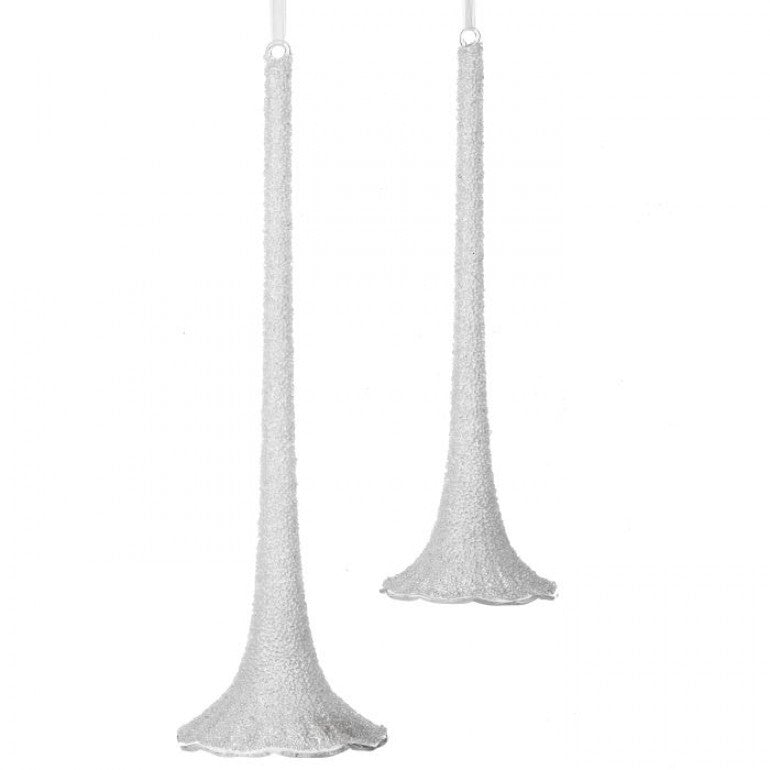 9.5-12" Iced Trumpet Ornament