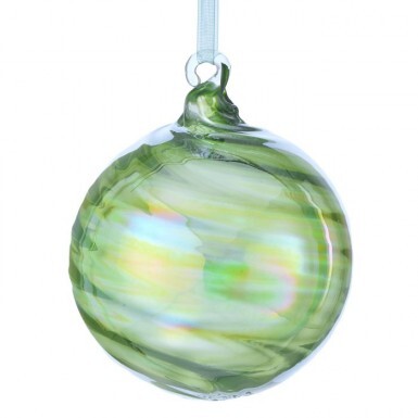 4" glass Swirl Irridescent Ball Ornament