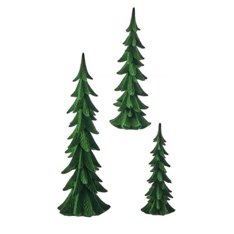10-17.75" Resin Flocked Tree - Green