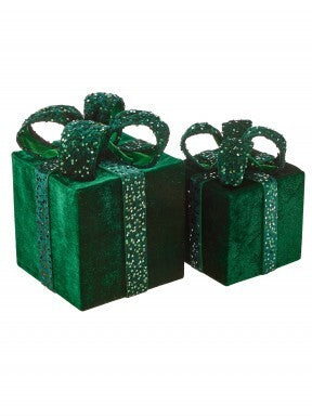 12-16" Velvet/Sequin Gift Box - Green