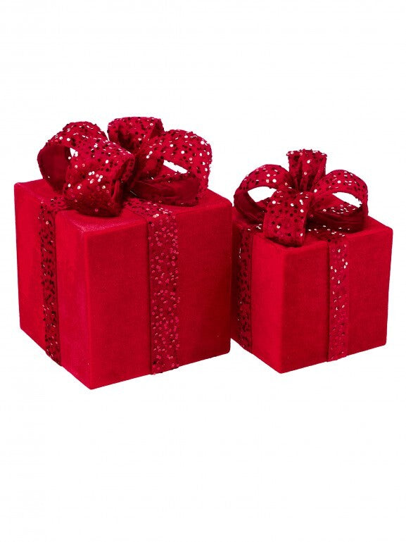 12-16" Velvet/Sequin Gift Box - Red
