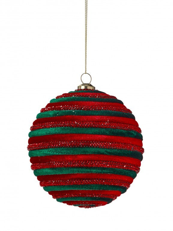 4" Velvet Jewel Braided Ball Ornament
