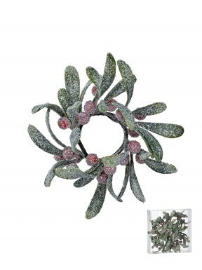 6" Frost Mistletoe Candle Ring 1.5"Id Bx/4