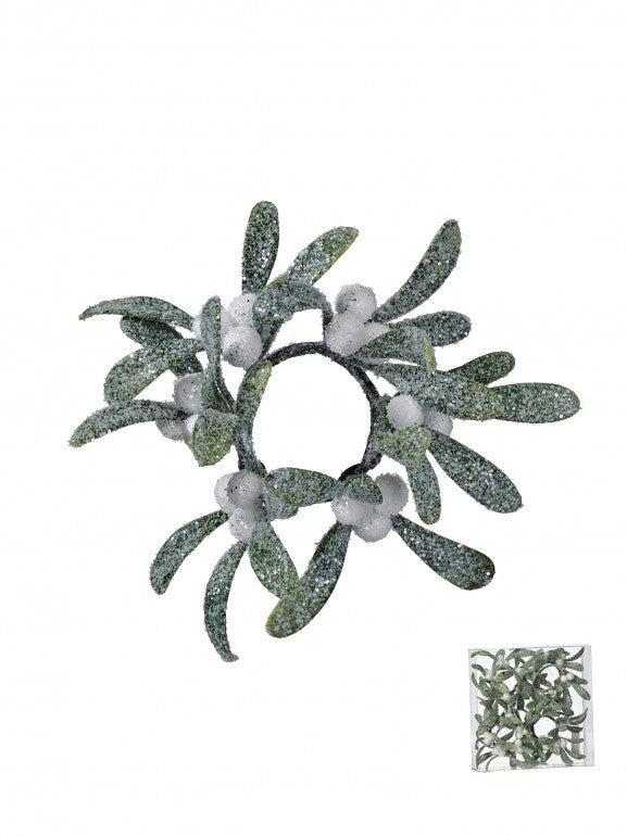 6" Frost Mistletoe Candle Ring 1.5"Id Bx/4