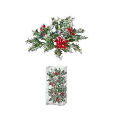 6"Iced Glitter Holly Candle Ring 1.5"