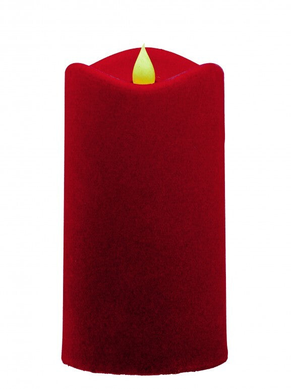 6"LED/Battery/Timer Flocked Pillar Candle