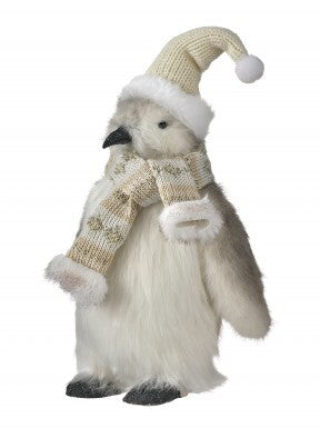 12" Faux Fur Penguin W/Scarf