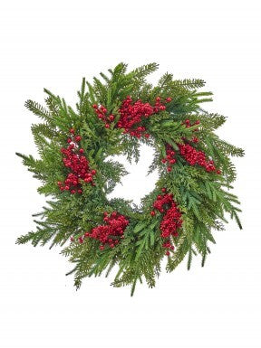 24" Natural Touch W/Berry Wreath