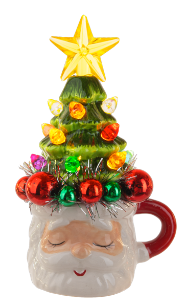 LED Ceramic Santa with Tree