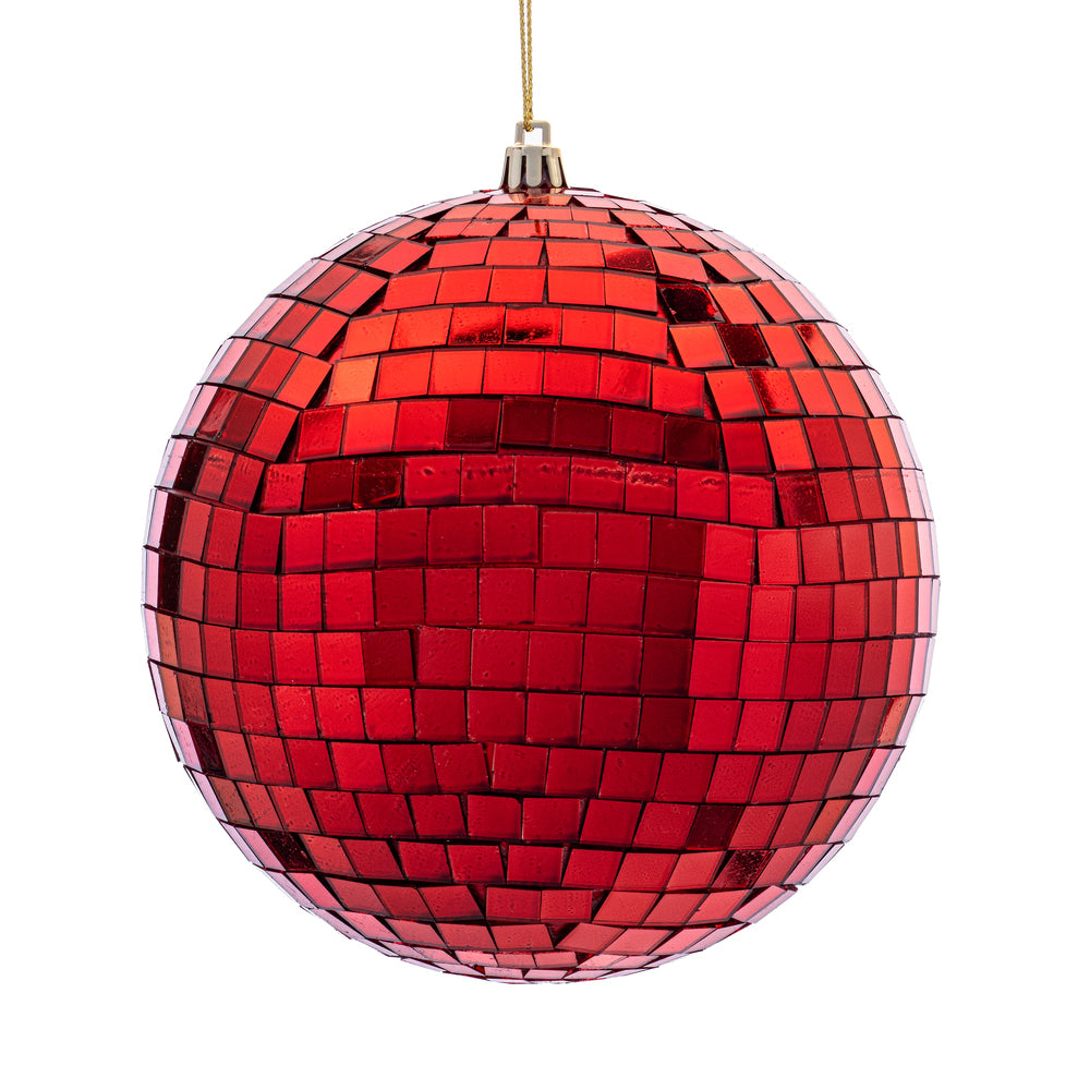 6" Red Mirror Ball Ornament
