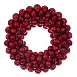 28" Red Matte Shiny Pearl Ball Wreath UV