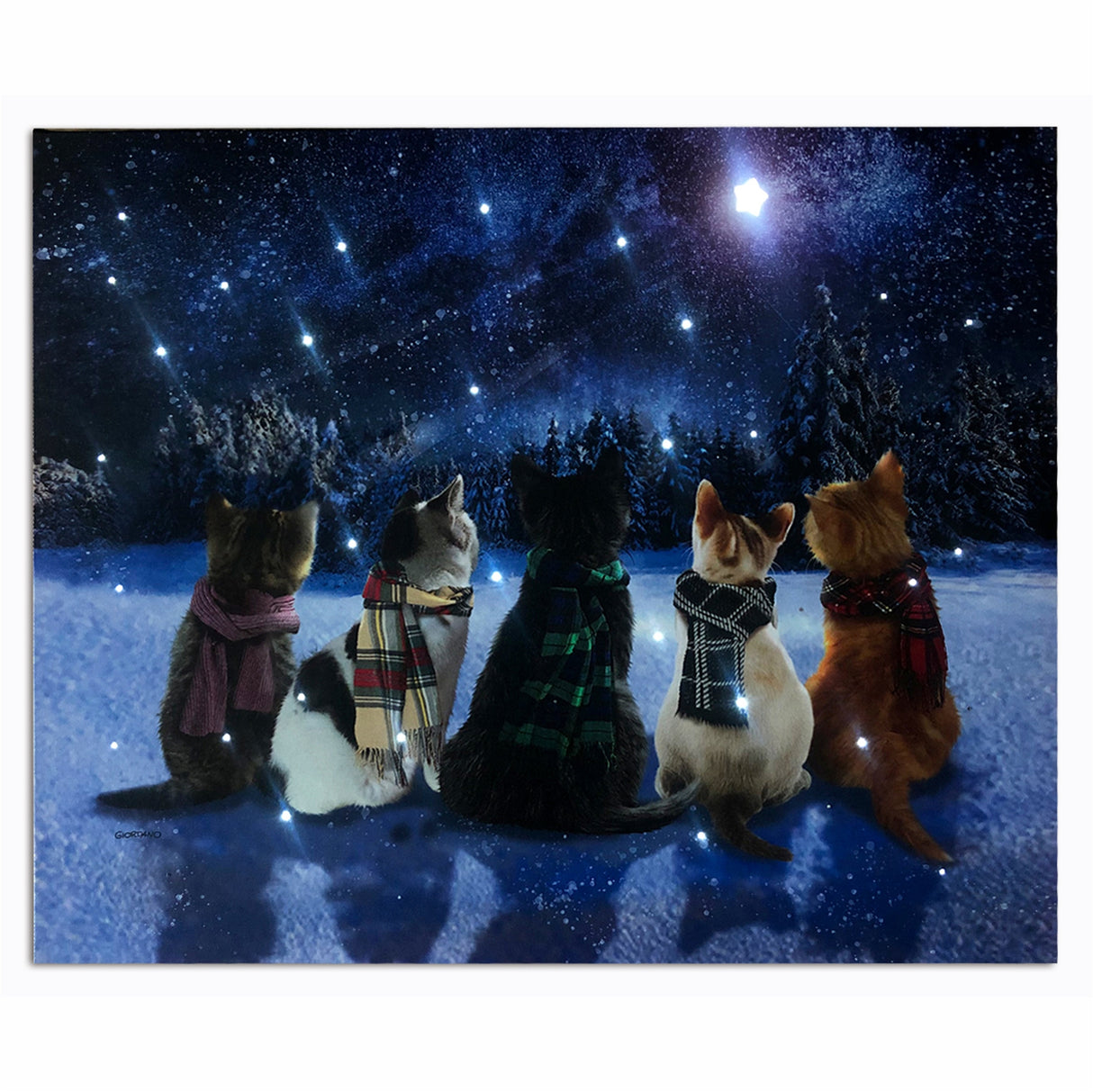 Lit Picture -  Christmas Kitties