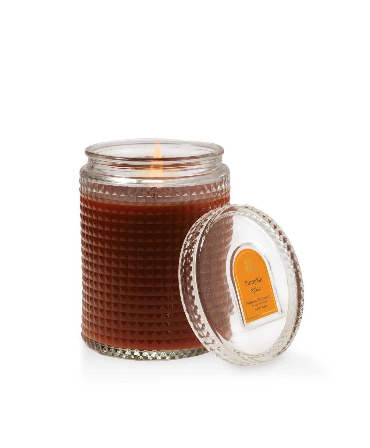 Pumpkin 15oz Textured Glass Candle