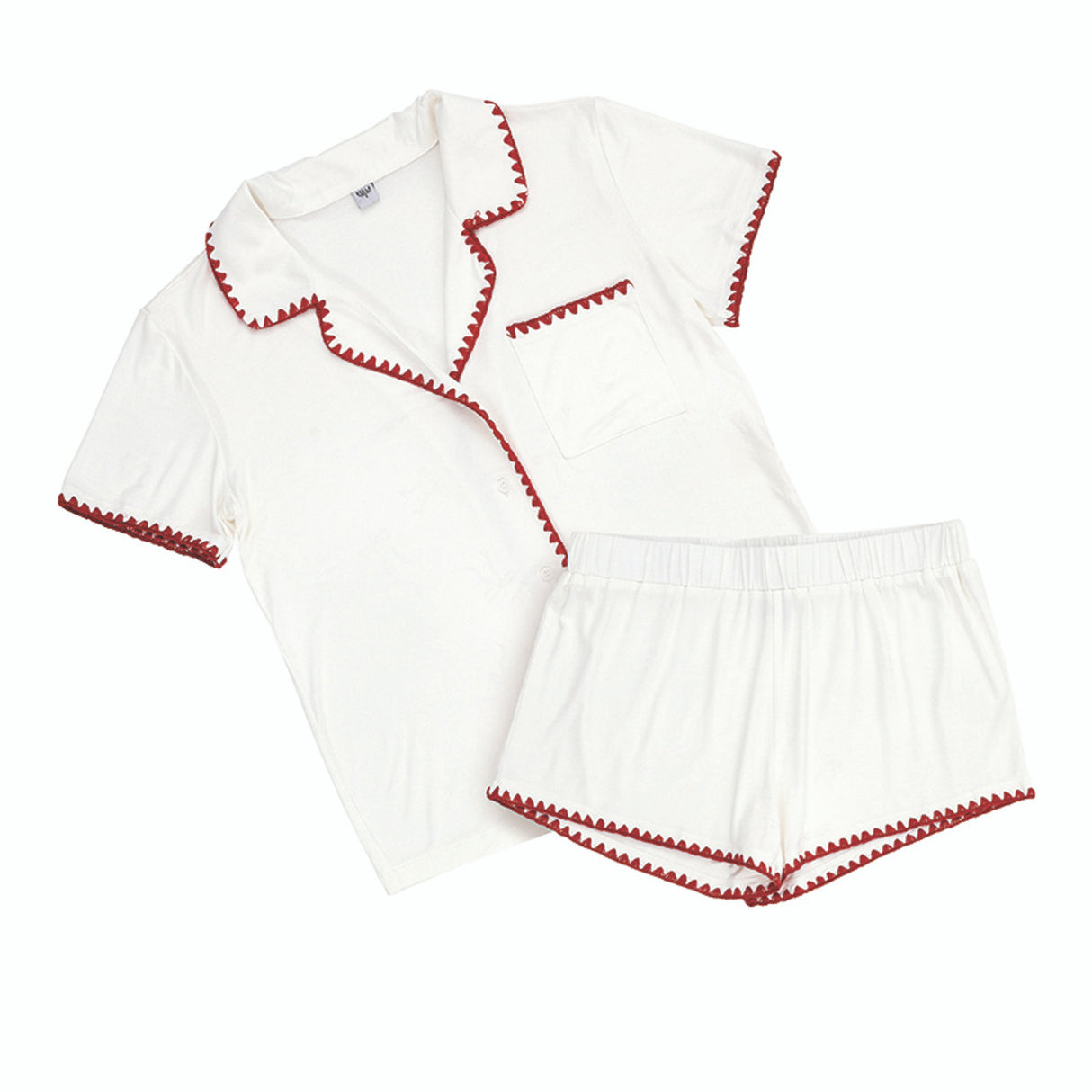 Red + White Bamboo Short Pajama Set