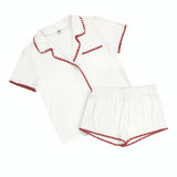 Red + White Bamboo Short Pajama Set