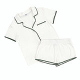 Forest Green + White Bamboo Short Pajama Set