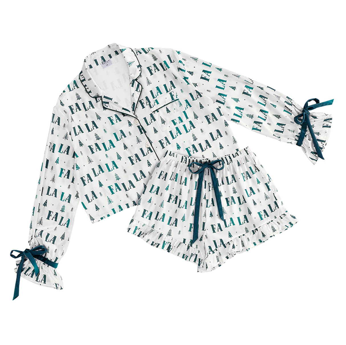 FALALA Satin + Velvet Bow Pajama Set