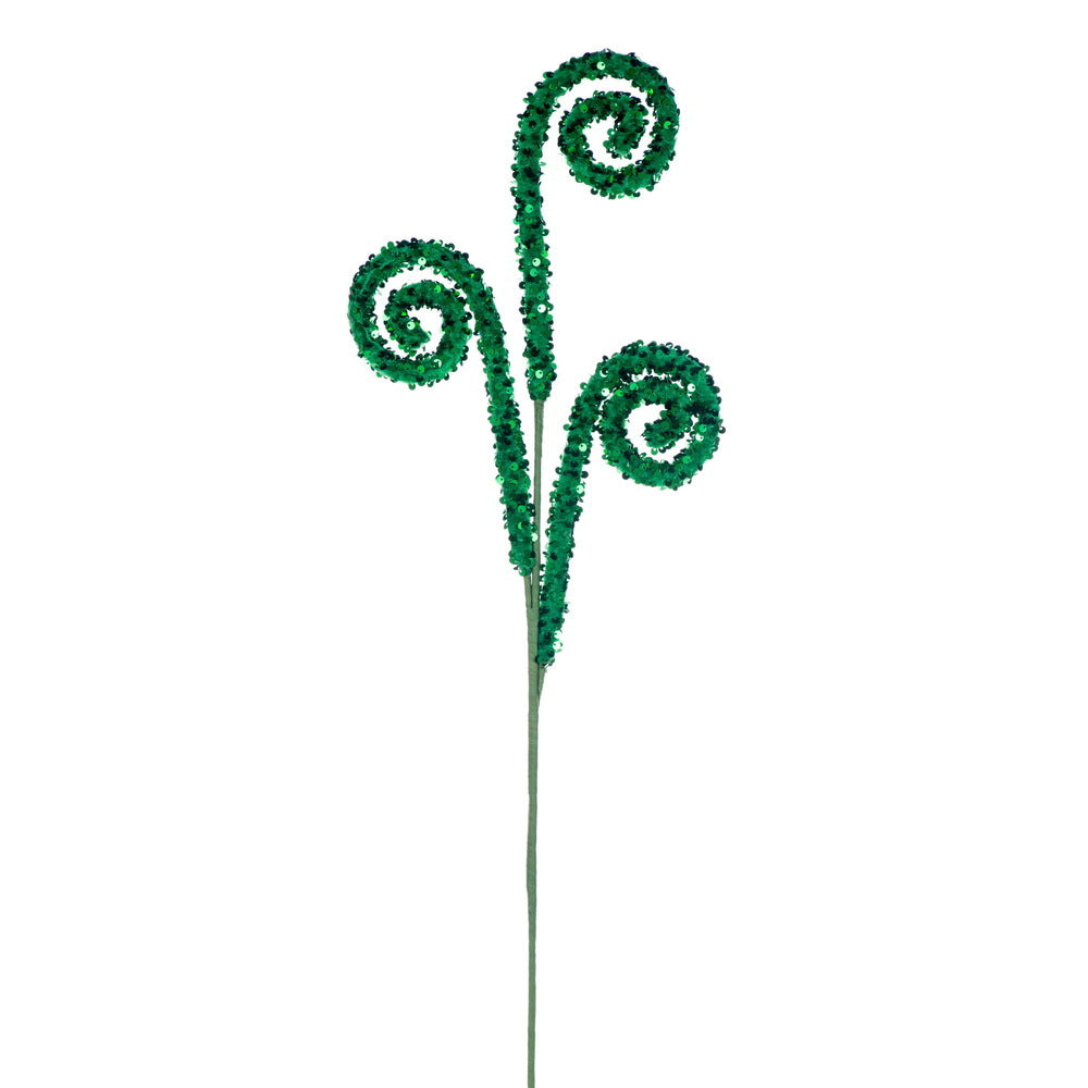 29" Green Sequin Swirl Spray
