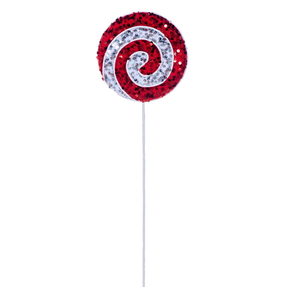 21" Red/White Sequin Lollipop