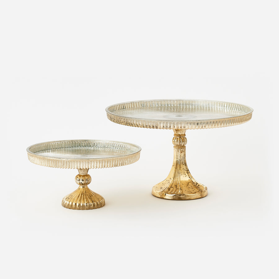 Silver Pedestal Tray, Glass, 11.5", 16"