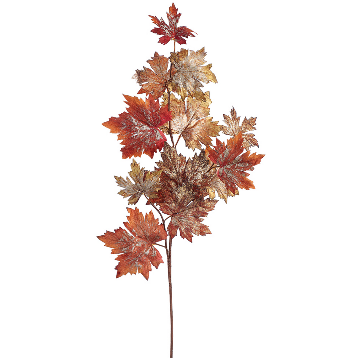 36" Glittered Metallic Maple Leaf Spray