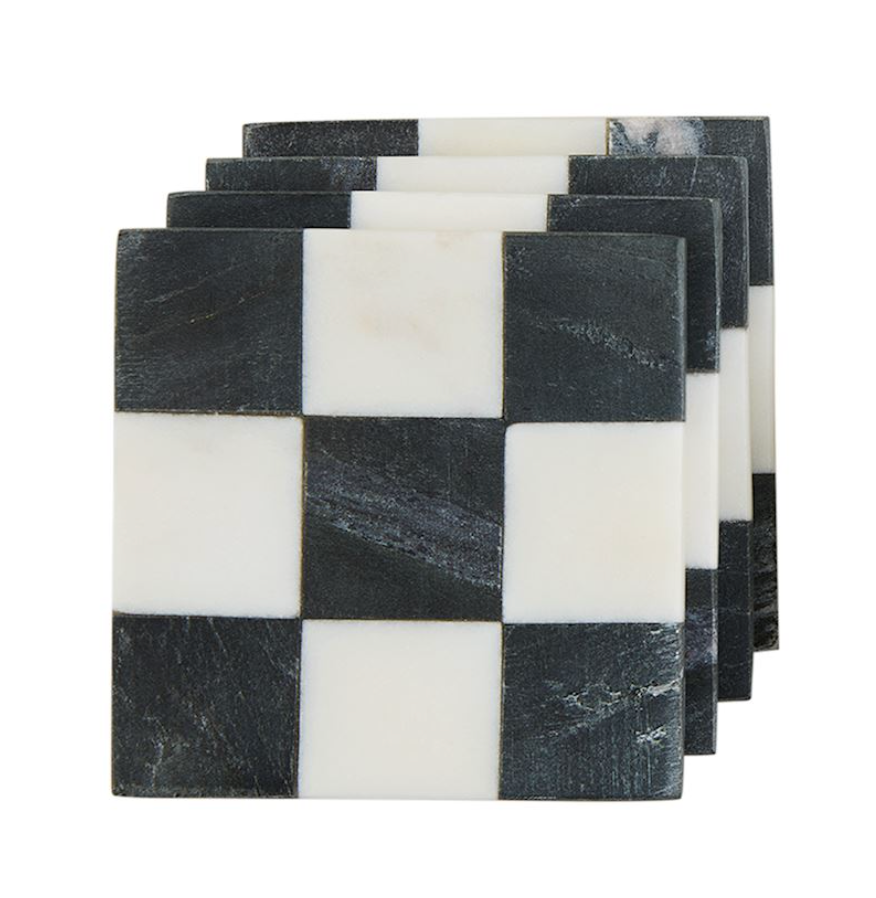 SQUARE CHECKERED COASTER SET