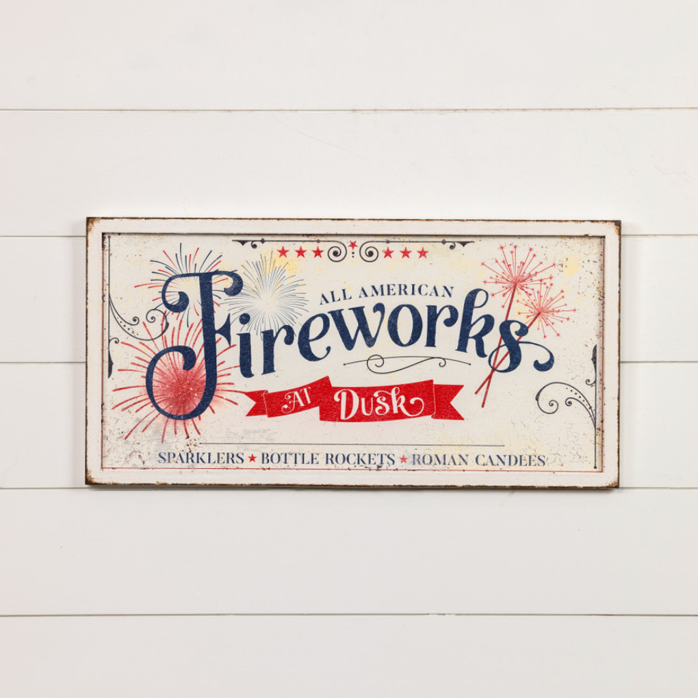 28" FIREWORKS AT DUSK SIGN