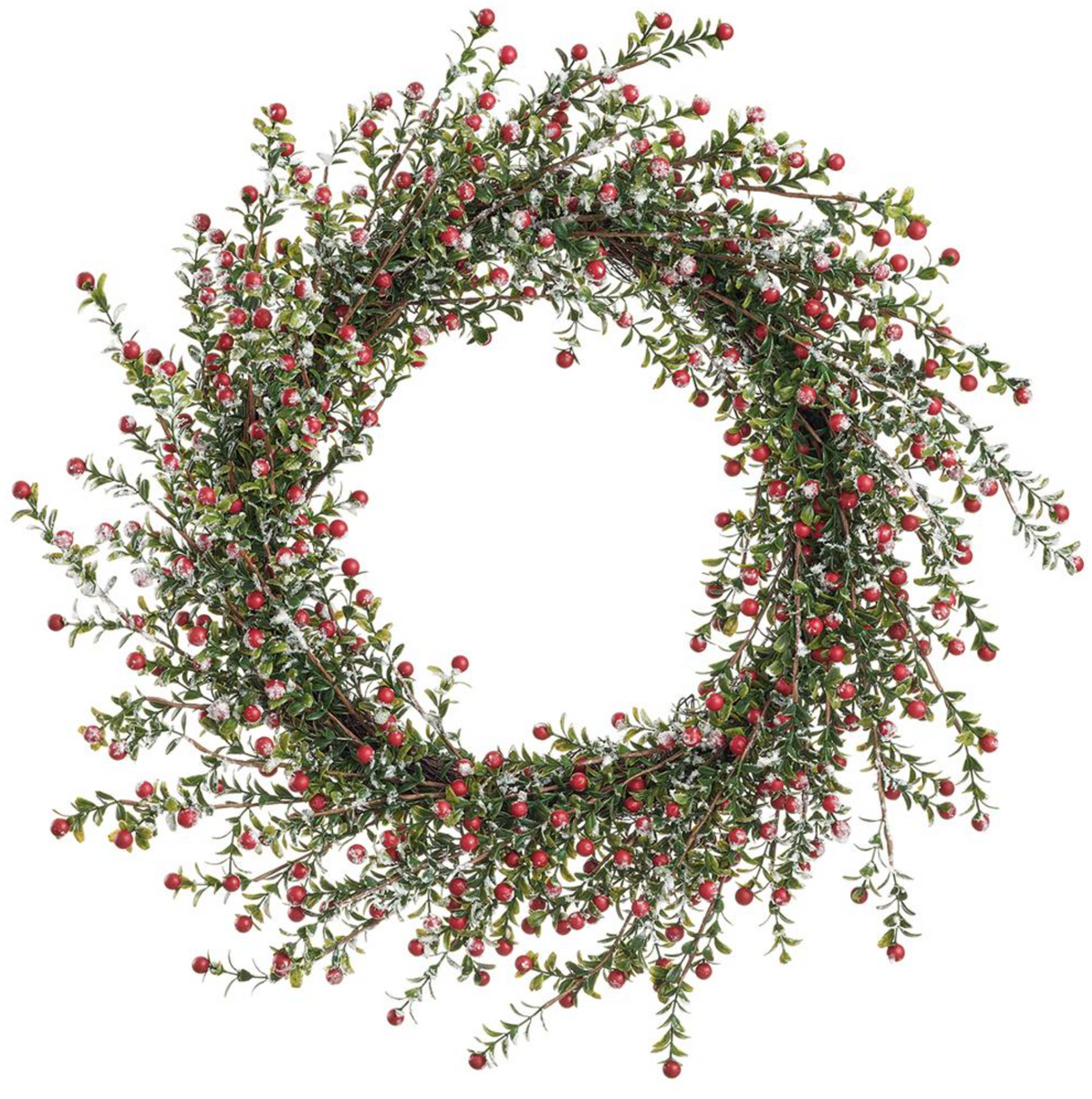 24"  Snowed  Berry Wreath  - Red