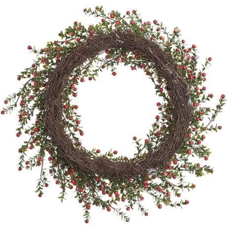 24"  Snowed  Berry Wreath  - Red