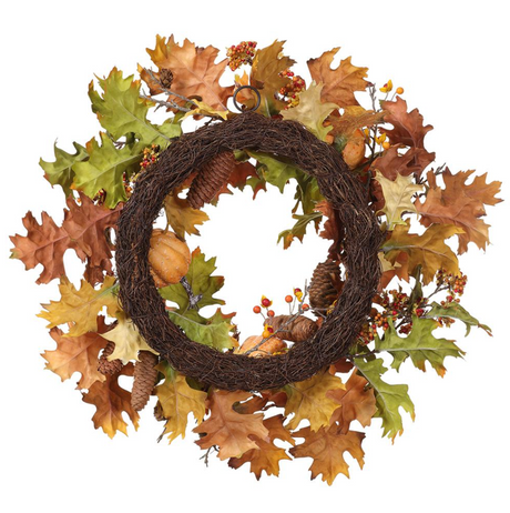 24" PUMPKIN + PINECONE + OAK WREATH