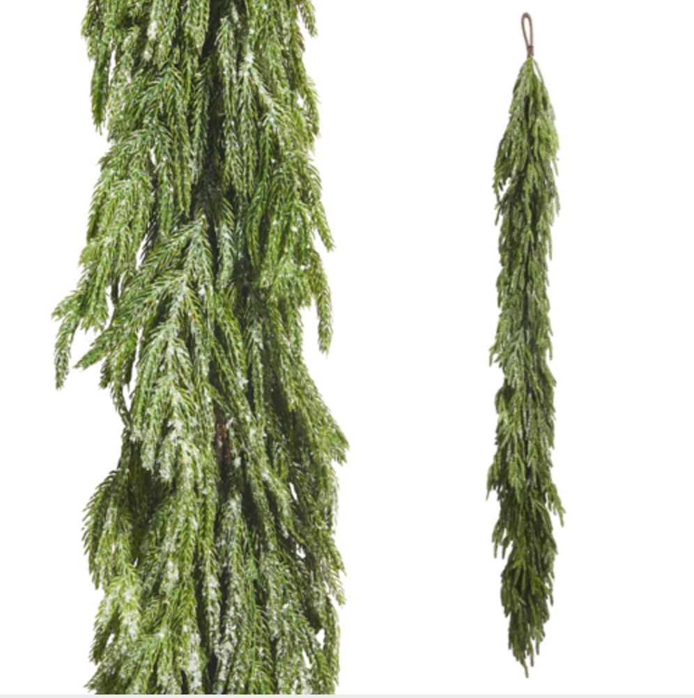 6' Glittered Norfolk Pine Garland