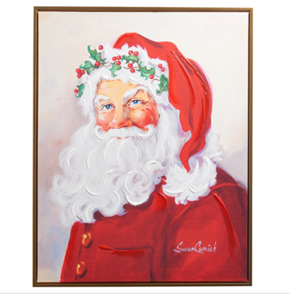 27.25" Classic Santa Textured Framed Wall Art