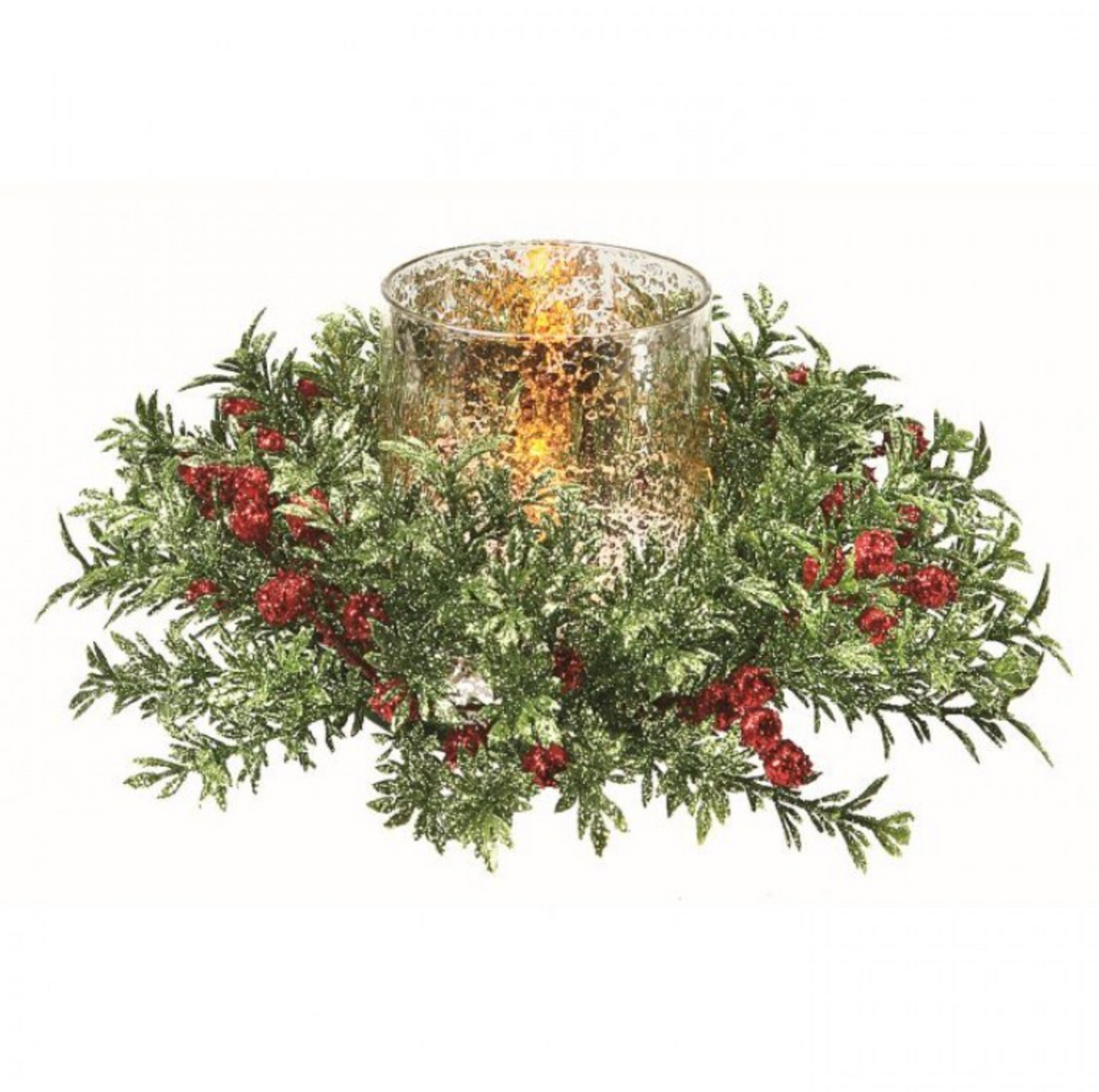 GLITTER BERRY,TEA LEAF CANDLE RING 3" ID