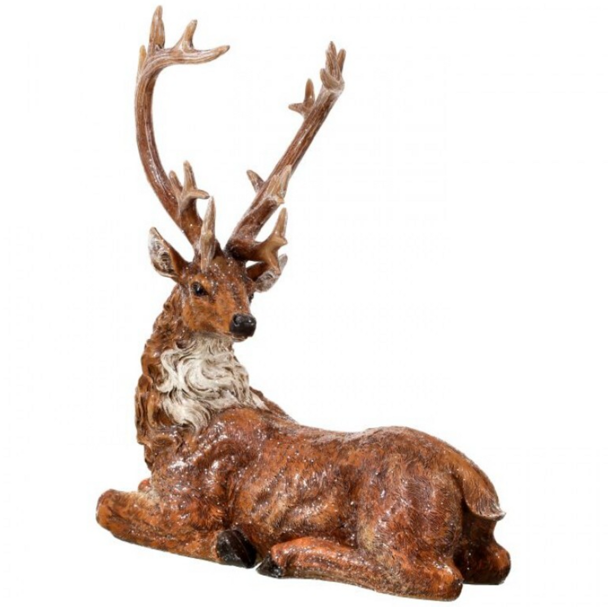 15" RSN FROSTED LAYING REINDEER - NATURAL