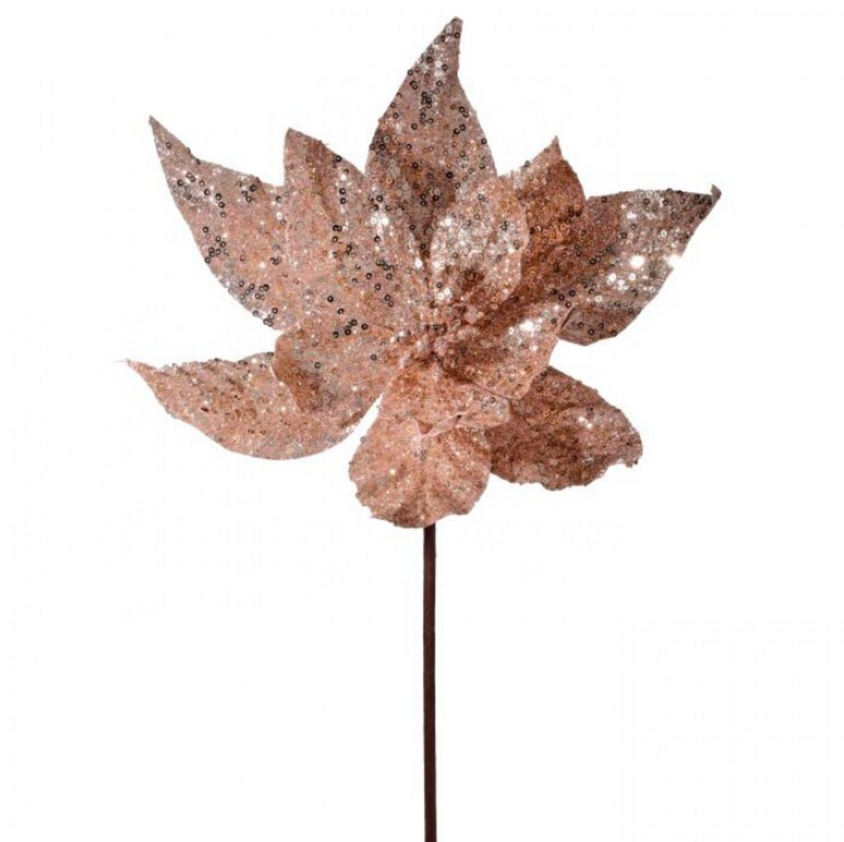 24" GLITTER POINSETTIA STEM - PINK