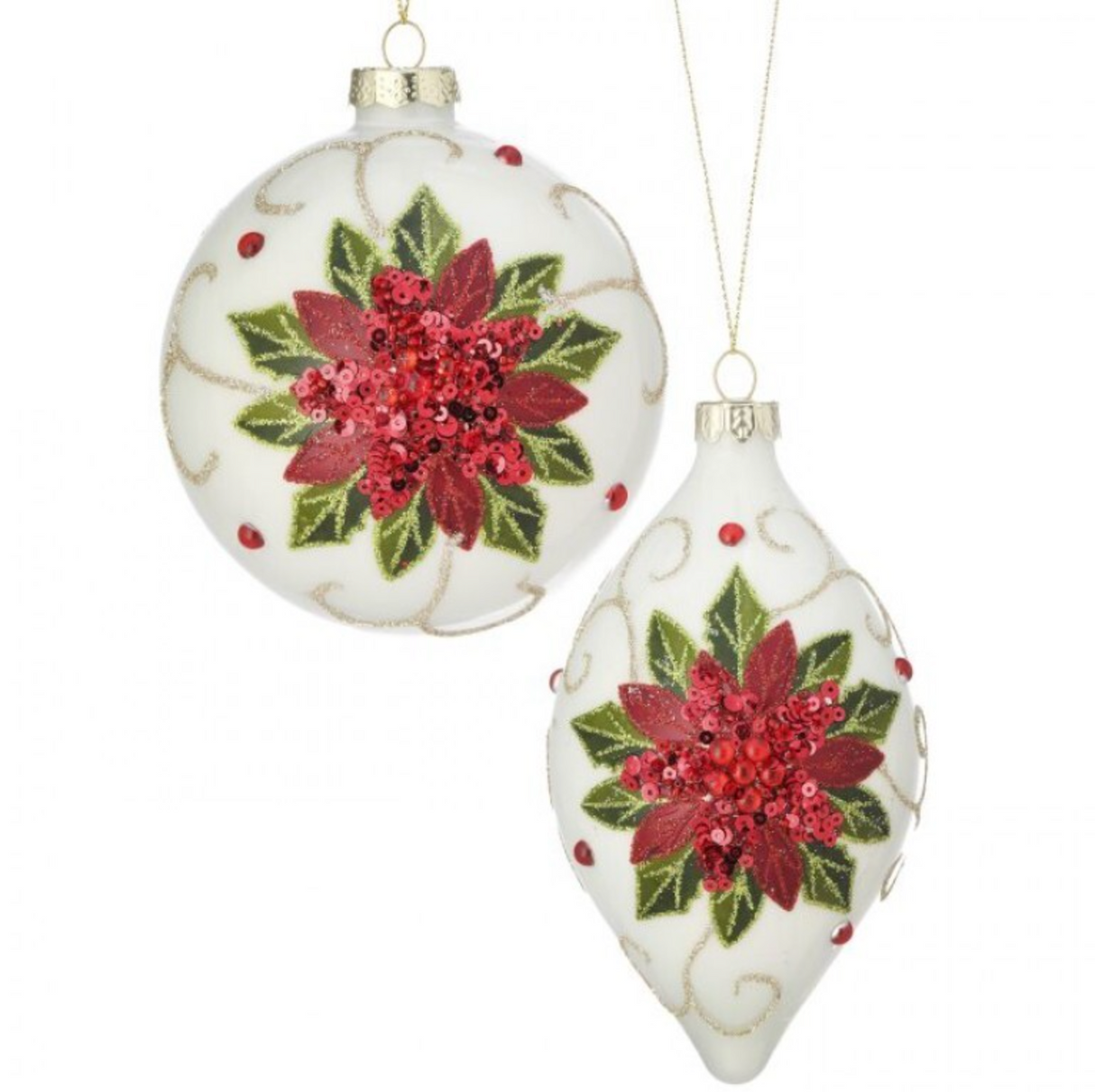 4-6" Glass Poinsettia Ornament - GREEN