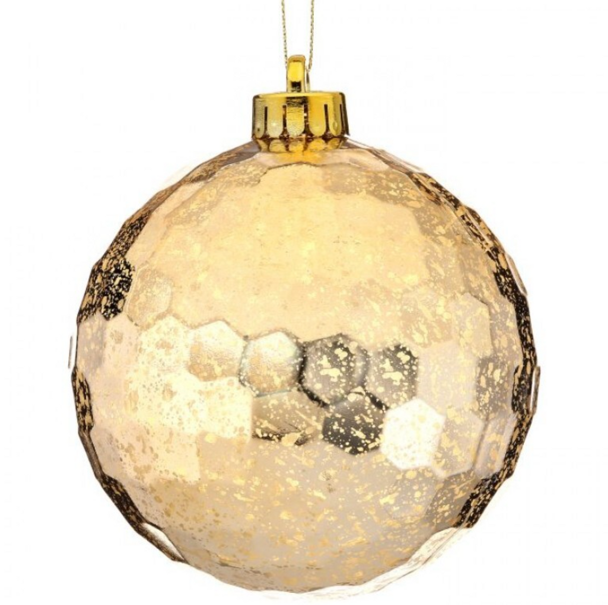 120MM HAMMERED MERCURY BALL ORNAMENT - GOLD