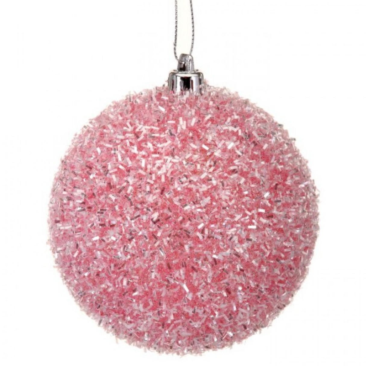 100MM SPARKLE TINSEL BALL - PINK