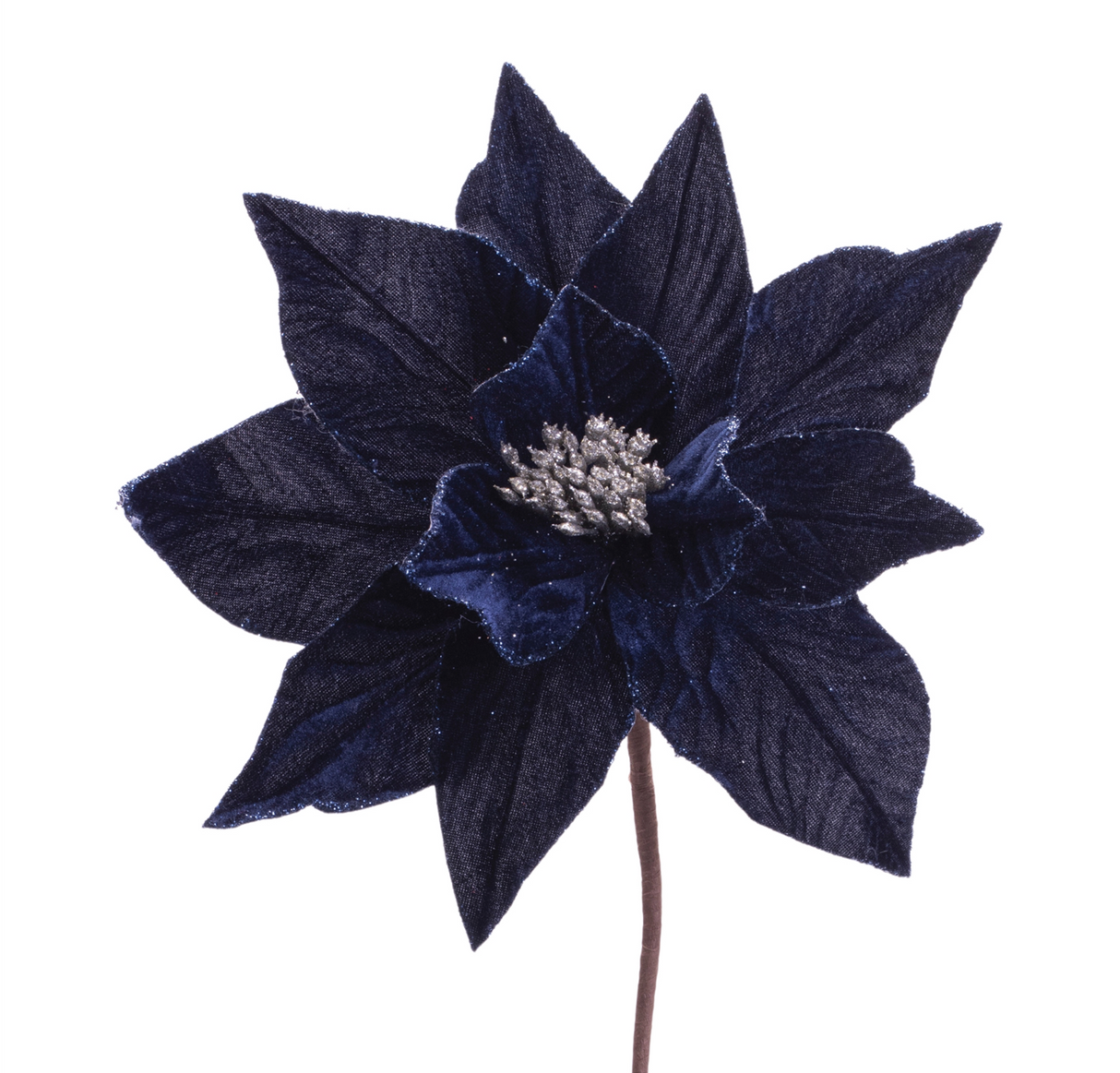 Poinsettia Stem 24"H - Navy Velvet