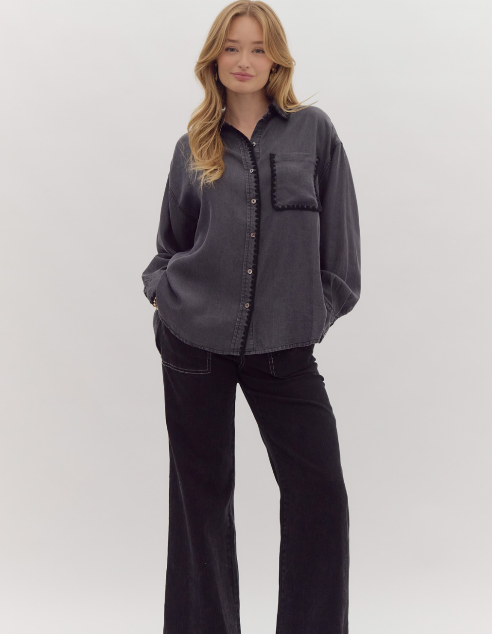 Diana Blouse - Black Denim