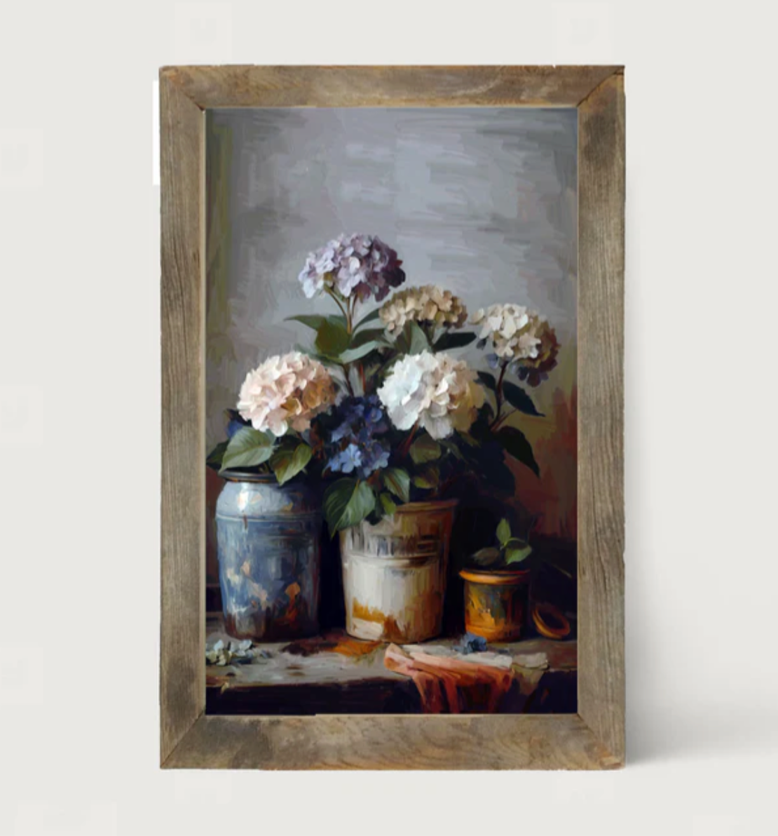 Rustic Hydrangeas Painting - 25" x 15"