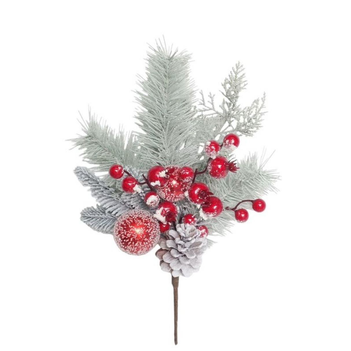 Snow Pine Berry Stem 14"